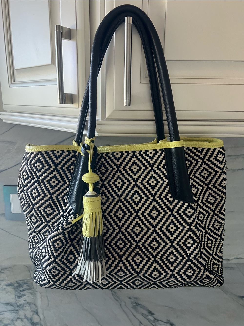 Vince Camuto Harlo Leather Woven Tote Bag
